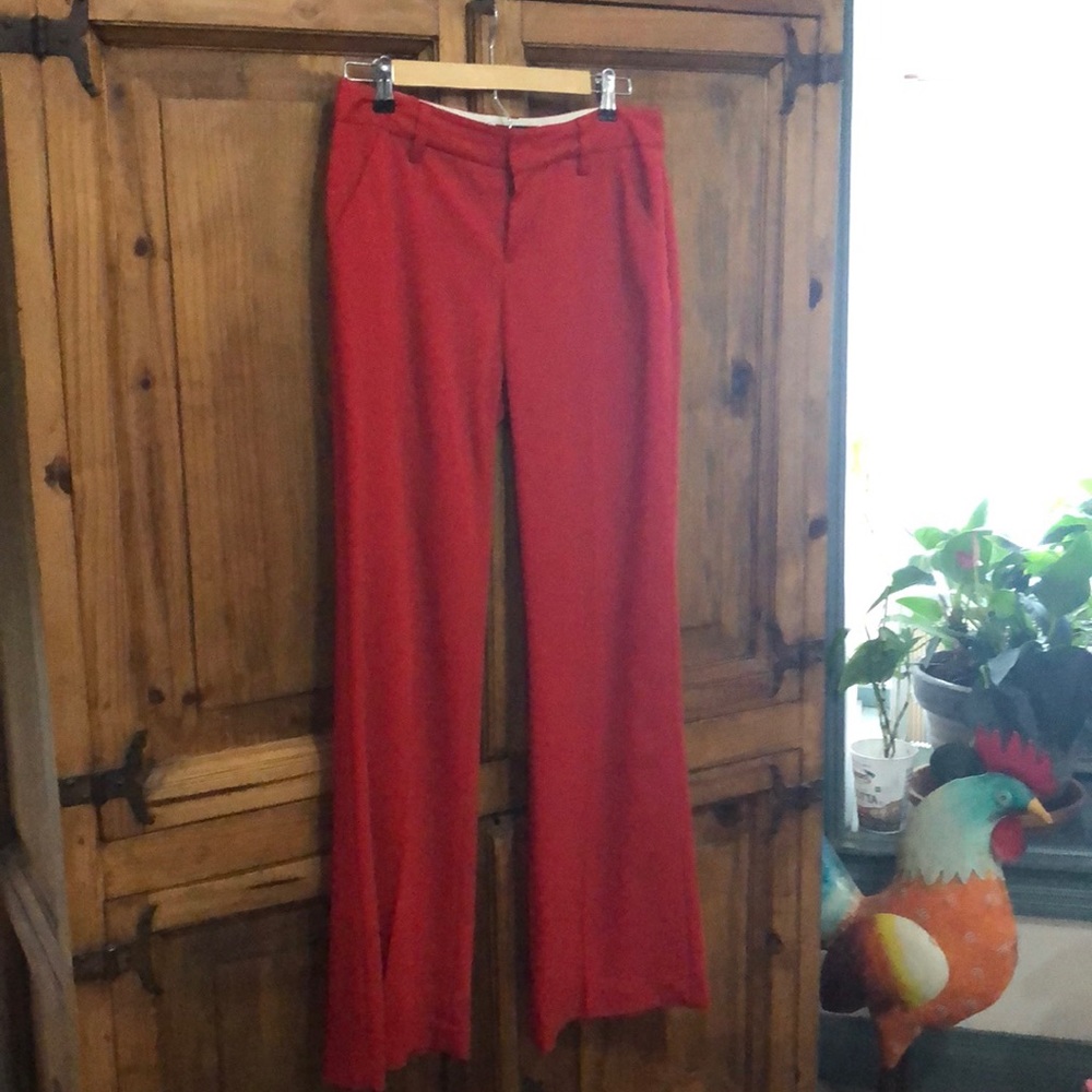 Banana Republic straight-leg pants in red.